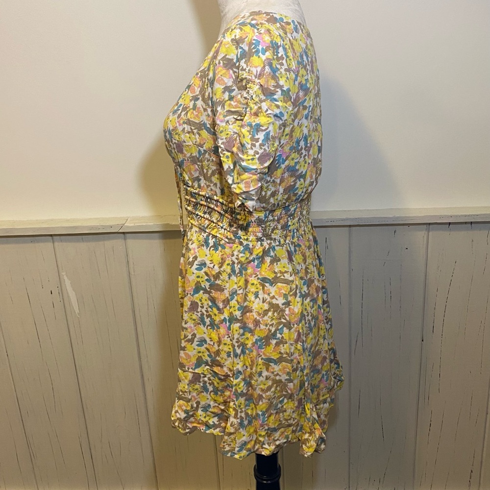 Free People Size 6 Yellow Forget Me Not Floral Mini Dress - Picture 4 of 10